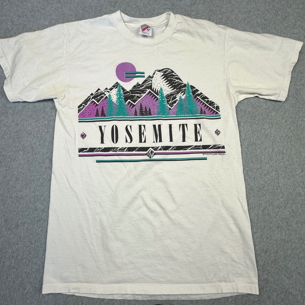 Vtg 1991 Yosemite National Park T Shirt Jerzees Mens M White Single Stitch
